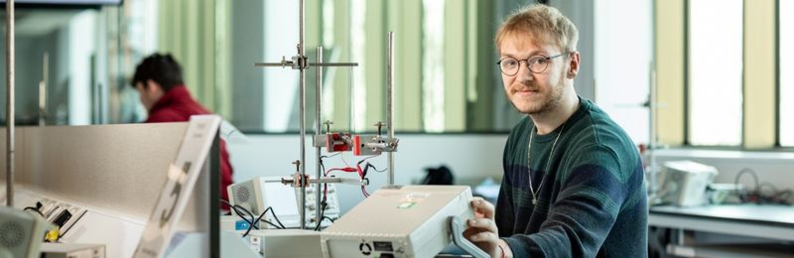 A student in a physics lab at the University of Leeds.
