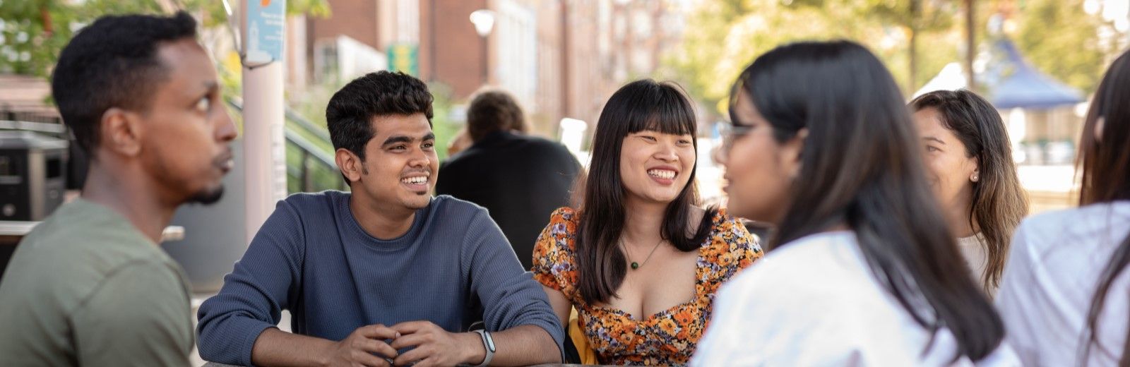 Students on campus outside