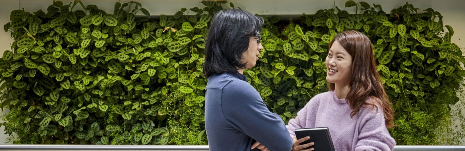 two students chatting together