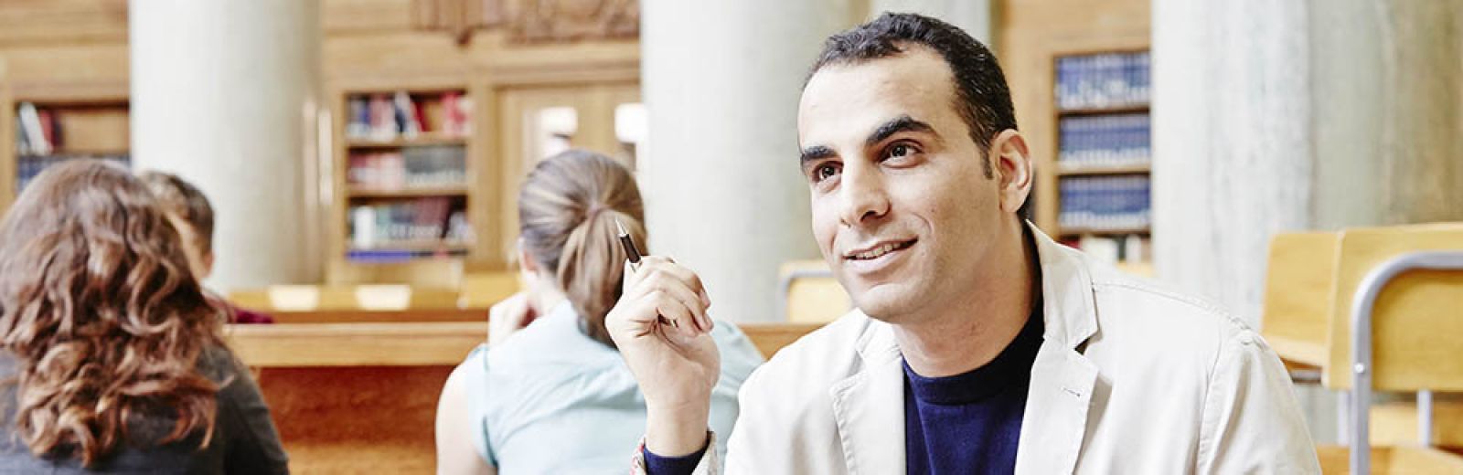 Philosophy student in library