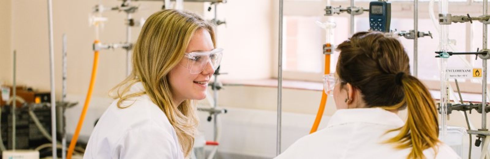 chemistry students working in lab