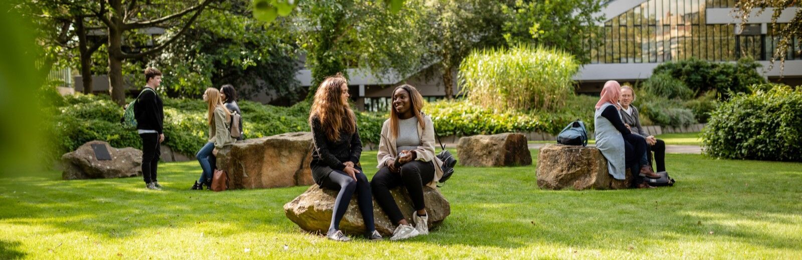 Students outside on campus